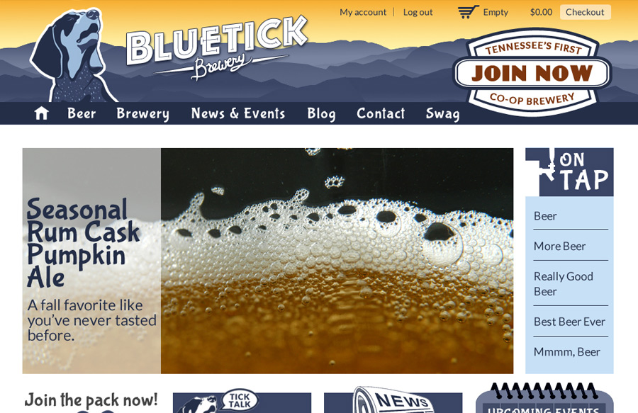 Screen capture of Bluetick Brewery website